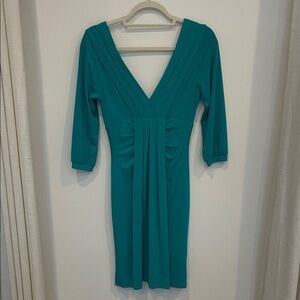 BCBG Elegant Teal V-Neck Dress